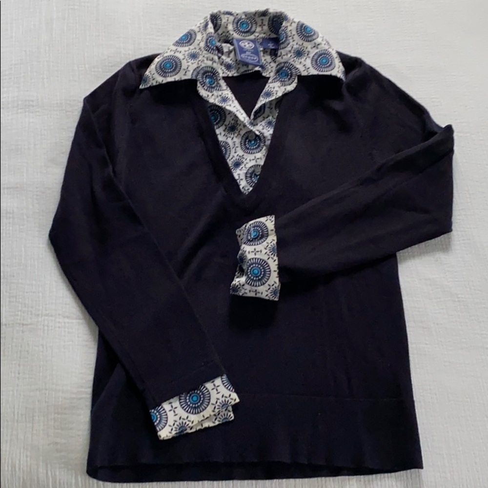 Tory Burch for SCOOP sweater w/ removable dickie.